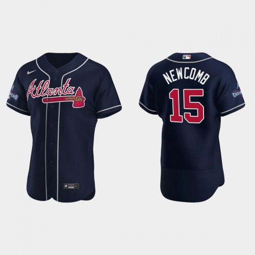 Atlanta Atlanta Braves #15 Sean Newcomb Men’s Nike 2021 World Series Champions Patch MLB Authentic Player Jersey – Navy Men’s