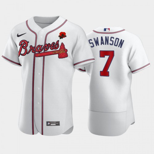 Atlanta Atlanta Braves #7 Dansby Swanson Men’s Nike Authentic 2021 Memorial Day MLB Jersey – White Men’s
