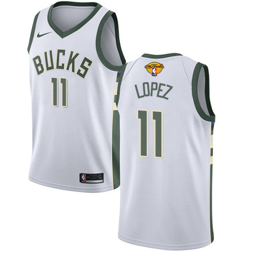 Nike Milwaukee Bucks #11 Brook Lopez Men’s 2021 NBA Finals Bound Swingman Association Edition Jersey White Men’s->women nba jersey->Women Jersey