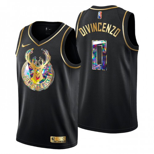 Milwaukee Milwaukee Bucks #0 Donte Divincenzo Men’s Golden Edition Diamond Logo 2021/22 Swingman Jersey – Black Men’s->youth mlb jersey->Youth Jersey