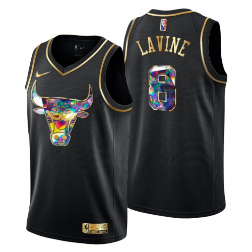 Chicago Chicago Bulls #8 Zach Lavine Men’s Golden Edition Diamond Logo 2021/22 Swingman Jersey – Black Men’s