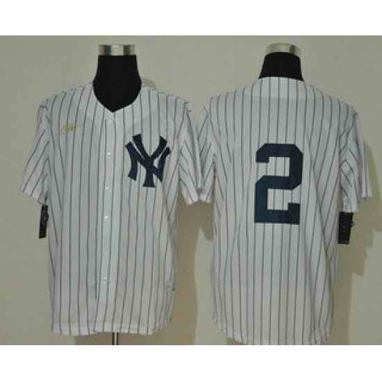 Men's New York Yankees #2 Derek Jeter No Name White Throwback Stitched MLB Cool Base Nike Jersey->2022 all star->NBA Jersey