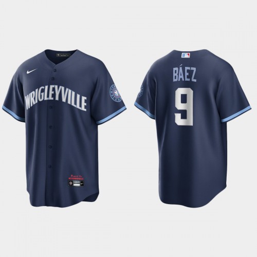 Chicago Chicago Cubs #9 Javier Baez Men’s Nike 2021 City Connect Fans Version Navy MLB Jersey Men’s->youth mlb jersey->Youth Jersey