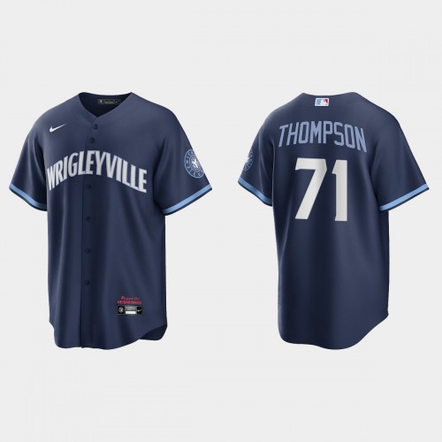 Chicago Chicago Cubs #71 Keegan Thompson Men’s Nike 2021 City Connect Fans Version Navy MLB Jersey Men’s->youth mlb jersey->Youth Jersey