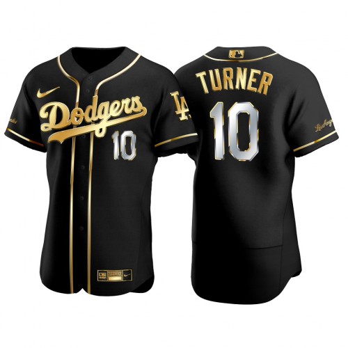 Los Angeles Los Angeles Dodgers #10 Justin Turner Men’s Nike Authentic 2021 Gold Program MLB Jersey Black Men’s