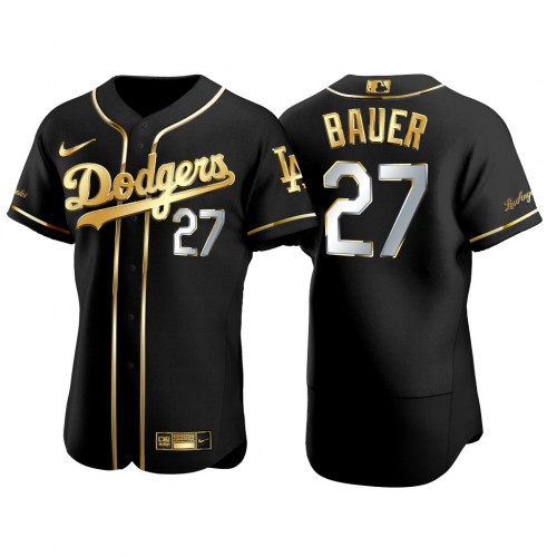 Los Angeles Los Angeles Dodgers #27 Trevor Bauer Men’s Nike Authentic 2021 Gold Program MLB Jersey Black Men’s