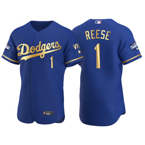 Los Angeles Los Angeles Dodgers #1 Pee Wee Reese Men’s Nike Authentic 2021 Gold Program World Series Champions MLB Jersey Royal Men’s