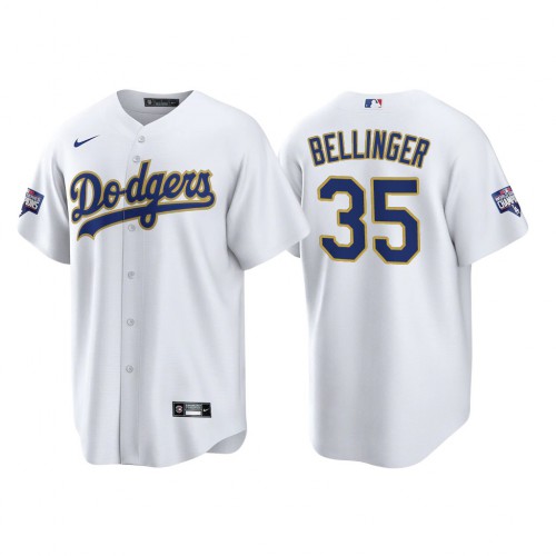 Los Angeles Los Angeles Dodgers #35 Cody Bellinger Men’s Nike 2021 Gold Program World Series Champions MLB Jersey Whtie Men’s