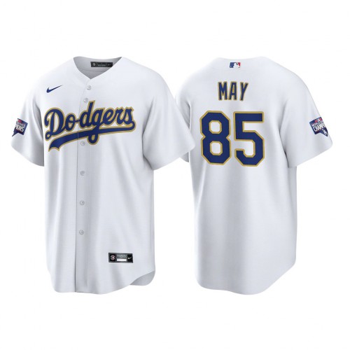 Los Angeles Los Angeles Dodgers #85 Dustin May Men’s Nike 2021 Gold Program World Series Champions MLB Jersey Whtie Men’s