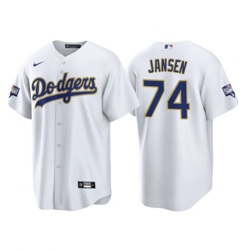 Los Angeles Los Angeles Dodgers #74 Kenley Jansen Men’s Nike 2021 Gold Program World Series Champions MLB Jersey Whtie Men’s
