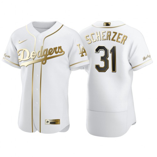 Los Angeles Los Angeles Dodgers #31 Max Scherzer Men’s Nike Authentic 2021 Golden Edition MLB Jersey White Men’s