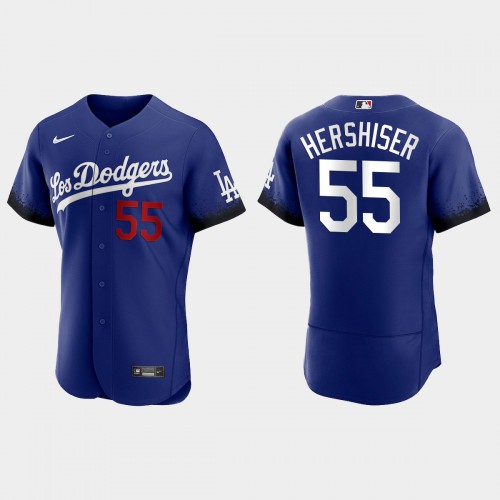 Los Angeles Los Angeles Dodgers #55 Orel Hershiser Nike Men’s 2021 City Connect Authentic MLB Jersey Royal Men’s