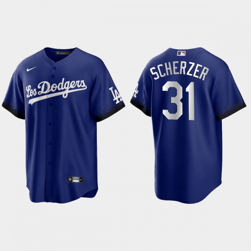 Los Angeles Los Angeles Dodgers #31 Max Scherzer Nike Men’s 2021 City Connect Game MLB Jersey Royal Men’s