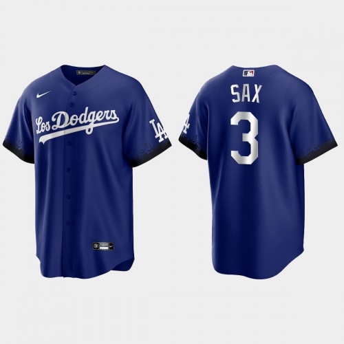 Los Angeles Los Angeles Dodgers #3 Steve Sax Nike Men’s 2021 City Connect Game MLB Jersey Royal Men’s