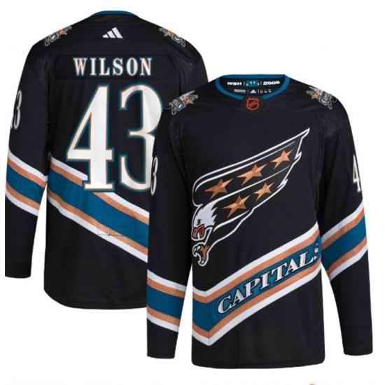 Men Washington Capitals 43 Tom Wilson Black 2022 #23 Reverse Retro Stitched Jersey->vegas golden knights->NHL Jersey