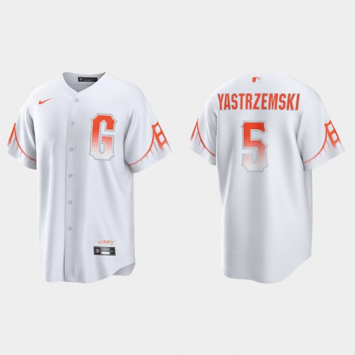 San Francisco San Francisco Giants #5 Mike Yastrzemski Men’s 2021 City Connect White Fan’s Version Jersey Men’s->san francisco giants->MLB Jersey