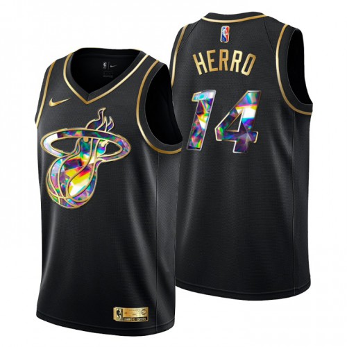 Miami Miami Heat #14 Tyler Herro Men’s Golden Edition Diamond Logo 2021/22 Swingman Jersey – Black Men’s