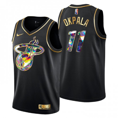 Miami Miami Heat #11 KZ Okpala Men’s Golden Edition Diamond Logo 2021/22 Swingman Jersey – Black Men’s