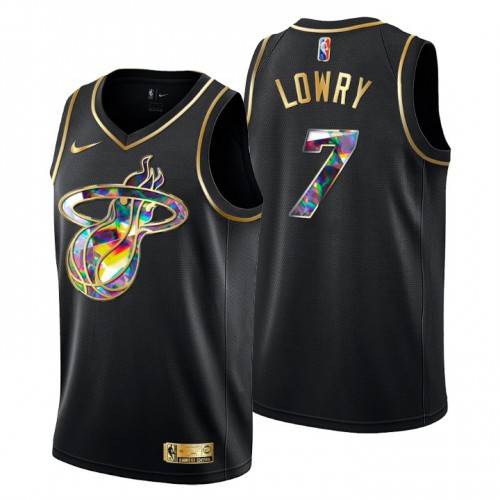 Miami Miami Heat #7 Kyle Lowry Men’s Golden Edition Diamond Logo 2021/22 Swingman Jersey – Black Men’s