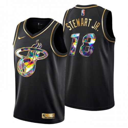 Miami Miami Heat #18 D.J.Stewart Jr.  Men’s Golden Edition Diamond Logo 2021/22 Swingman Jersey – Black Men’s