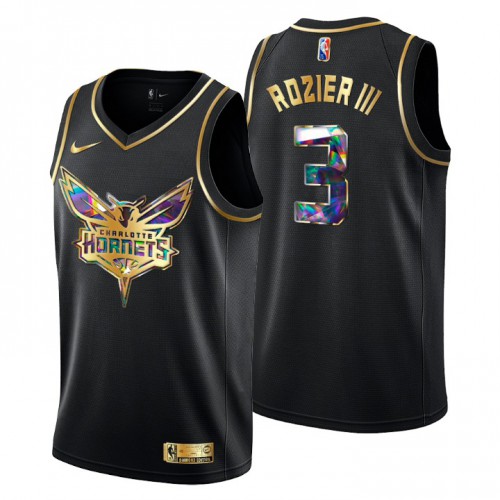 Charlotte Charlotte Hornets #3 Terry Rozier III Men’s Golden Edition Diamond Logo 2021/22 Swingman Jersey – Black Men’s->youth nfl jersey->Youth Jersey