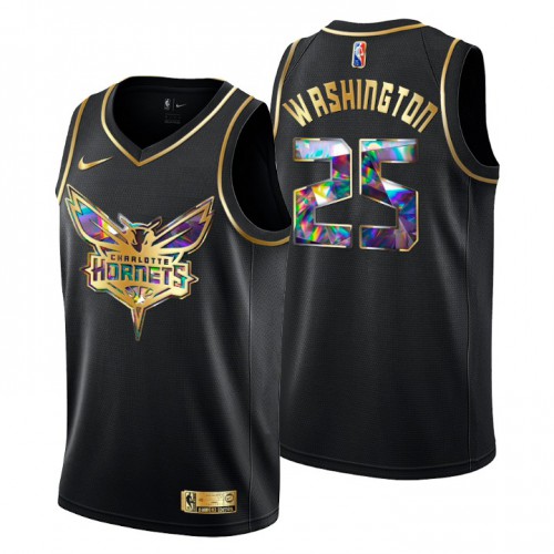 Charlotte Charlotte Hornets #25 P.J. Washington Men’s Golden Edition Diamond Logo 2021/22 Swingman Jersey – Black Men’s->charlotte hornets->NBA Jersey