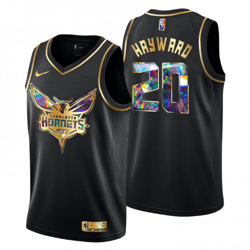 Charlotte Charlotte Hornets #20 Gordon Hayward Men’s Golden Edition Diamond Logo 2021/22 Swingman Jersey – Black Men’s->youth nba jersey->Youth Jersey