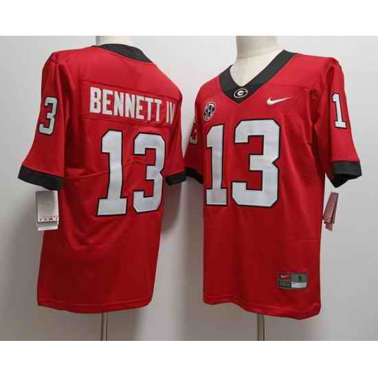 Men Georgia Bulldogs #13 Stetson Bennett IV Red College Football Game Jersey->georgia bulldogs->NCAA Jersey