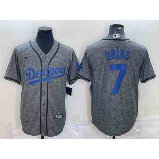 Men Los Angeles Dodgers #7 Julio Ur EDas Grey Cool Base Stitched Jersey
