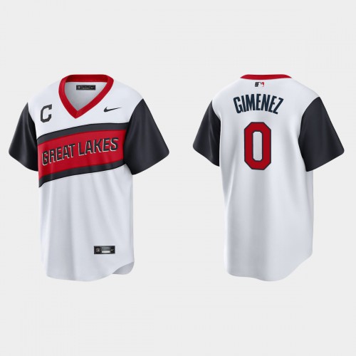 Cleveland Guardians #0 Andres Gimenez Men’s Nike White 2021 Little League Classic Game MLB Jersey Men’s