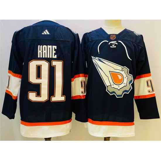 Men Edmonton Oilers 91 Evander Kane Navy 2022 #23 Reverse Retro Stitched Jersey->detroit red wings->NHL Jersey