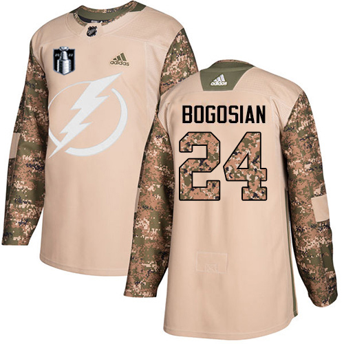 Adidas Tampa Bay Lightning #24 Zach Bogosian Camo Authentic 2022 Stanley Cup Final Patch Veterans Day Stitched NHL Jersey Men’s->women nhl jersey->Women Jersey