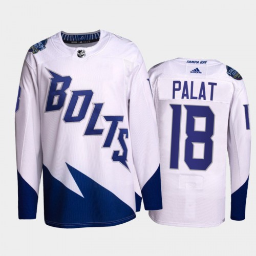 Adidas Tampa Bay Lightning #18 Ondrej Palat Men’s 2022 Stadium Series Authentic NHL Jersey – White Men’s->youth nhl jersey->Youth Jersey