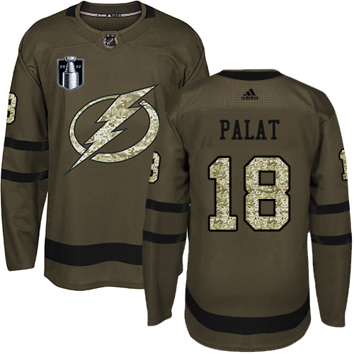 Adidas Tampa Bay Lightning #18 Ondrej Palat Green 2022 Stanley Cup Final Patch Salute to Service Stitched NHL Jersey Men’s->youth nhl jersey->Youth Jersey