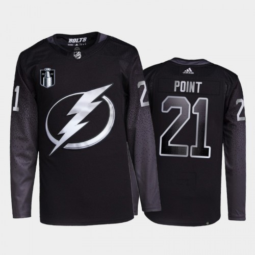 Adidas Tampa Bay Lightning #21 Brayden Point Men’s 2022 Stanley Cup Final Patch Alternate Authentic NHL Jersey – Black Men’s->youth nhl jersey->Youth Jersey
