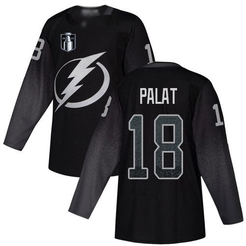 Adidas Tampa Bay Lightning #18 Ondrej Palat Black 2022 Stanley Cup Final Patch Alternate Authentic Stitched NHL Jersey Men’s->youth nhl jersey->Youth Jersey