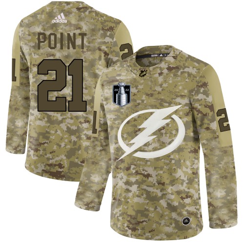Adidas Tampa Bay Lightning #21 Brayden Point Camo 2022 Stanley Cup Final Patch Authentic Stitched NHL Jersey Men’s->youth nhl jersey->Youth Jersey