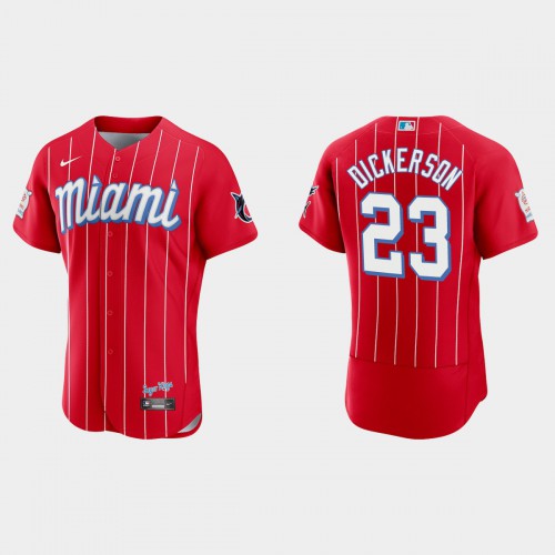 Miami Miami Marlins #23 Corey Dickerson Men’s Nike 2021 City Connect Authentic MLB Jersey Red Men’s->youth mlb jersey->Youth Jersey