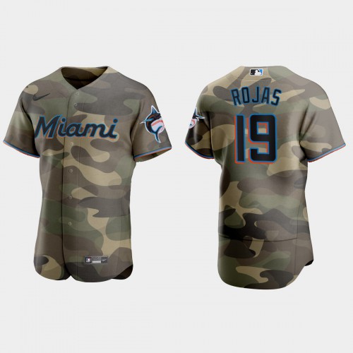 Miami Miami Marlins #19 Miguel Rojas Men’s Nike 2021 Armed Forces Day Authentic MLB Jersey -Camo Men’s->miami marlins->MLB Jersey
