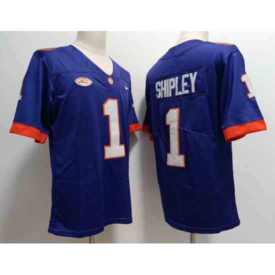 Men Clemson Tigers #1 Will Shipley College Purple Football Game Jersey->florida gators->NCAA Jersey