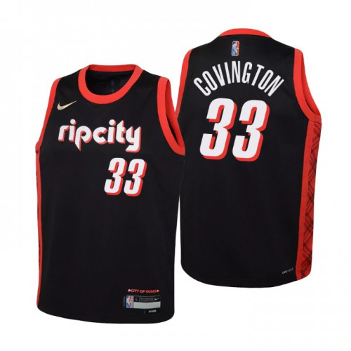 Portland Trail Portland Trail Blazers #33 Robert Covington Youth Nike Black 2021/22 Swingman Jersey – City Edition Youth->youth nba jersey->Youth Jersey