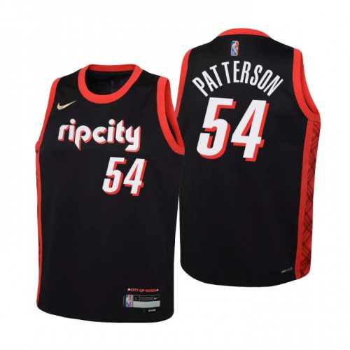 Portland Trail Portland Trail Blazers #54 Patrick Patterson Youth Nike Black 2021/22 Swingman Jersey – City Edition Youth->youth nba jersey->Youth Jersey