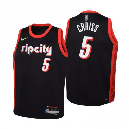 Portland Trail Portland Trail Blazers #5 Marquese Chriss Youth Nike Black 2021/22 Swingman Jersey – City Edition Youth->youth nba jersey->Youth Jersey