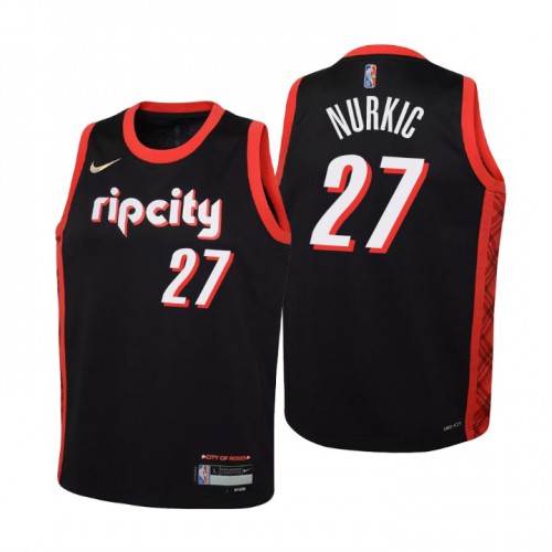 Portland Trail Portland Trail Blazers #27 Jusuf Nurkic Youth Nike Black 2021/22 Swingman Jersey – City Edition Youth->youth nba jersey->Youth Jersey