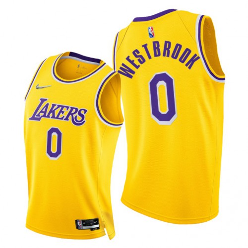 Nike Los Angeles Lakers #0 Russell Westbrook Youth 2021-22 75th Diamond Anniversary NBA Jersey Gold Youth->women nba jersey->Women Jersey