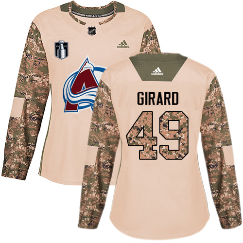 Adidas Colorado Avalanche #49 Samuel Girard Camo Women’s 2022 Stanley Cup Final Patch Authentic Veterans Day Stitched NHL Jersey Womens
