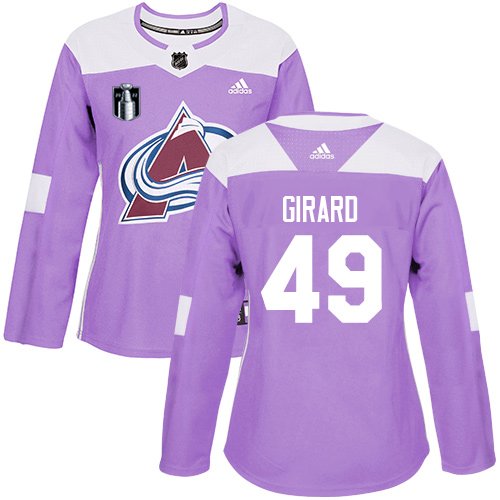 Adidas Colorado Avalanche #49 Samuel Girard Purple Women’s 2022 Stanley Cup Final Patch Authentic Fights Cancer Stitched NHL Jersey Womens