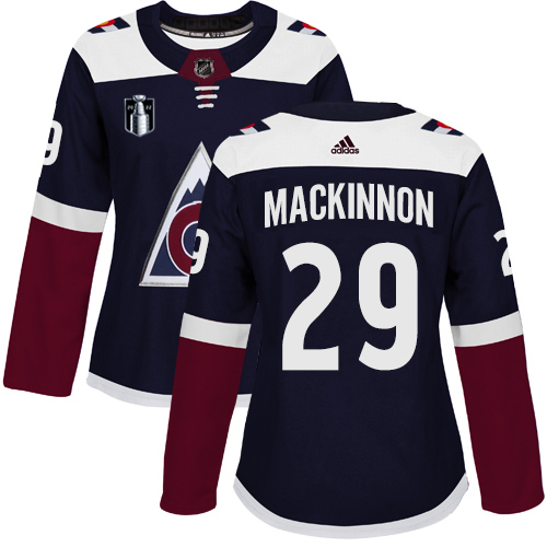 Adidas Colorado Avalanche #29 Nathan MacKinnon Navy Women’s 2022 Stanley Cup Final Patch Alternate Authentic Stitched NHL Jersey Womens