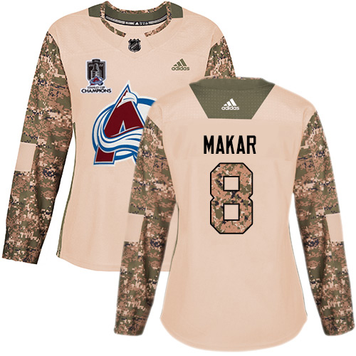Adidas Colorado Avalanche #8 Cale Makar Camo Authentic Women’s 2022 Stanley Cup Champions Veterans Day Stitched NHL Jersey Womens
