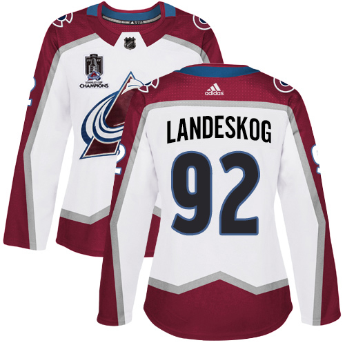 Adidas Colorado Avalanche #92 Gabriel Landeskog White Women’s 2022 Stanley Cup Champions Road Authentic Stitched NHL Jersey Womens->women nhl jersey->Women Jersey